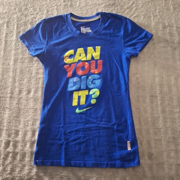 The Nike Tee Womens Crew Neck T-Shirt Short Sleeve Blue Size XS Dri-Fit Cotton - Picture 1 of 7